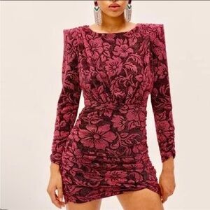 New For Love and Lemons Mulberry Shailee Floral Metallic Dress size Small